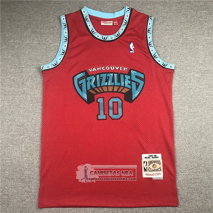 Camiseta Memphis Grizzlies Mike Bibby NO 10 Mitchell & Ness 1998-99 Rojo